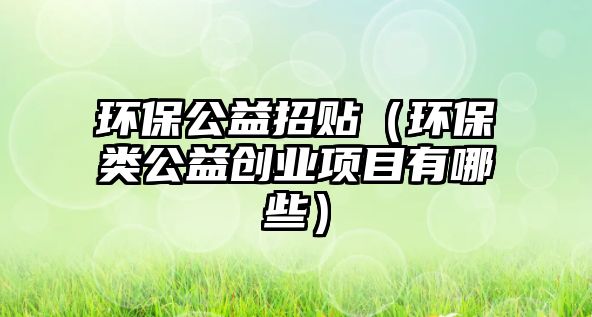 環(huán)保公益招貼（環(huán)保類公益創(chuàng)業(yè)項目有哪些）