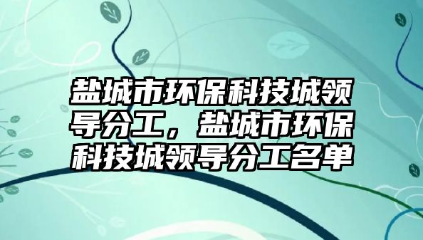 鹽城市環(huán)保科技城領(lǐng)導(dǎo)分工，鹽城市環(huán)?？萍汲穷I(lǐng)導(dǎo)分工名單