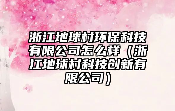 浙江地球村環(huán)?？萍加邢薰驹趺礃樱ㄕ憬厍虼蹇萍紕?chuàng)新有限公司）
