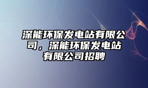 深能環(huán)保發(fā)電站有限公司，深能環(huán)保發(fā)電站有限公司招聘