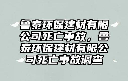 魯泰環(huán)保建材有限公司死亡事故，魯泰環(huán)保建材有限公司死亡事故調(diào)查