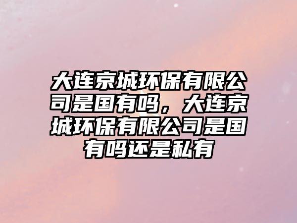 大連京城環(huán)保有限公司是國有嗎，大連京城環(huán)保有限公司是國有嗎還是私有