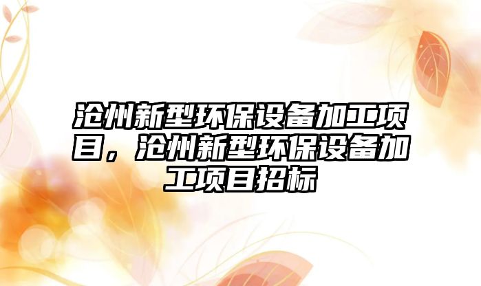 滄州新型環(huán)保設備加工項目，滄州新型環(huán)保設備加工項目招標