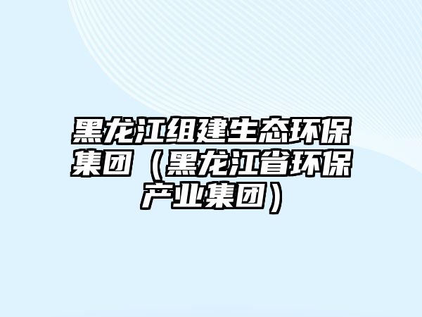 黑龍江組建生態(tài)環(huán)保集團（黑龍江省環(huán)保產(chǎn)業(yè)集團）