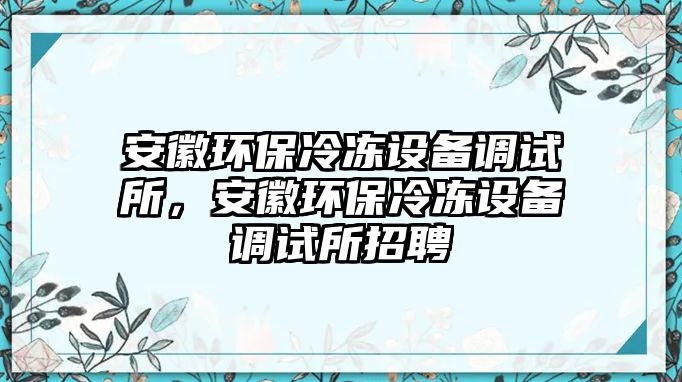 安徽環(huán)保冷凍設(shè)備調(diào)試所，安徽環(huán)保冷凍設(shè)備調(diào)試所招聘