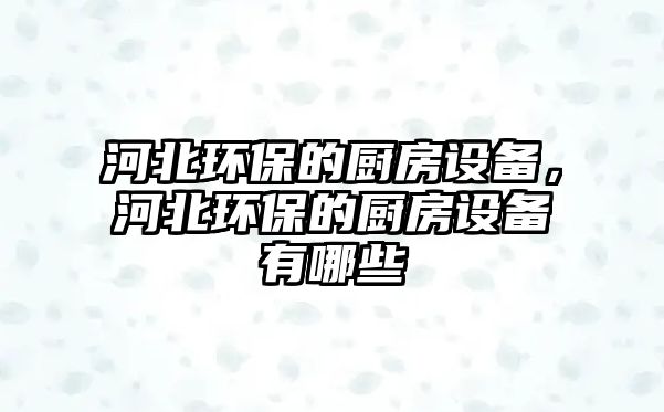 河北環(huán)保的廚房設備，河北環(huán)保的廚房設備有哪些