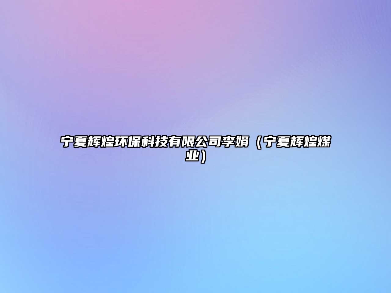 寧夏輝煌環(huán)保科技有限公司李娟（寧夏輝煌煤業(yè)）
