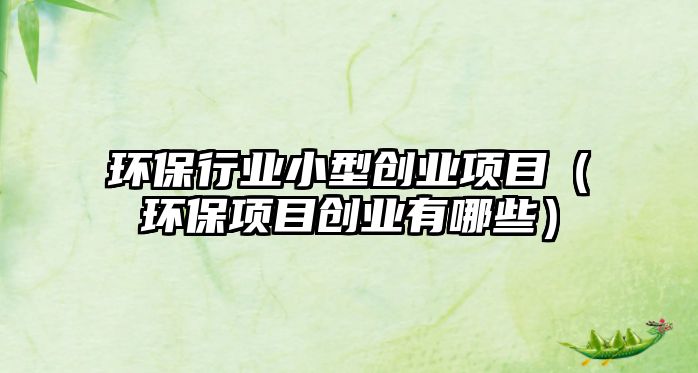 環(huán)保行業(yè)小型創(chuàng)業(yè)項目（環(huán)保項目創(chuàng)業(yè)有哪些）