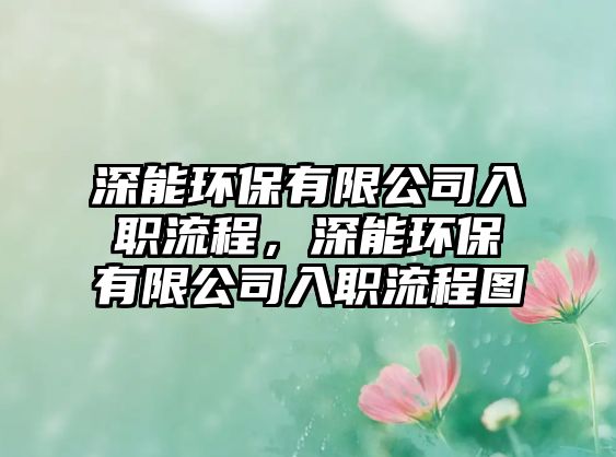 深能環(huán)保有限公司入職流程，深能環(huán)保有限公司入職流程圖