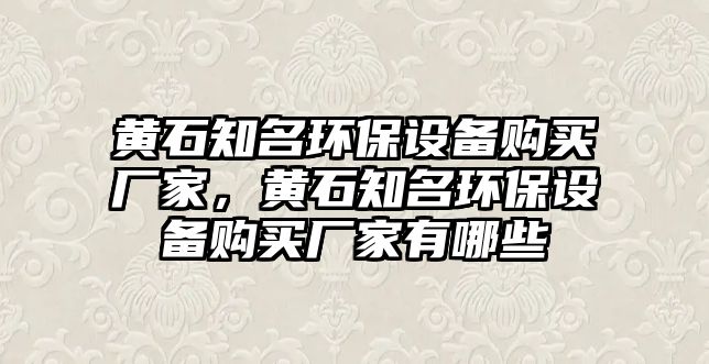 黃石知名環(huán)保設(shè)備購(gòu)買廠家，黃石知名環(huán)保設(shè)備購(gòu)買廠家有哪些