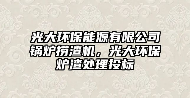光大環(huán)保能源有限公司鍋爐撈渣機，光大環(huán)保爐渣處理投標(biāo)