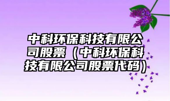 中科環(huán)保科技有限公司股票（中科環(huán)?？萍加邢薰竟善贝a）