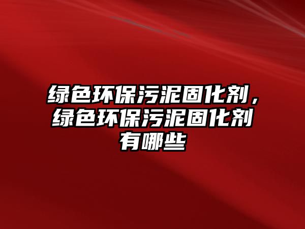 綠色環(huán)保污泥固化劑，綠色環(huán)保污泥固化劑有哪些