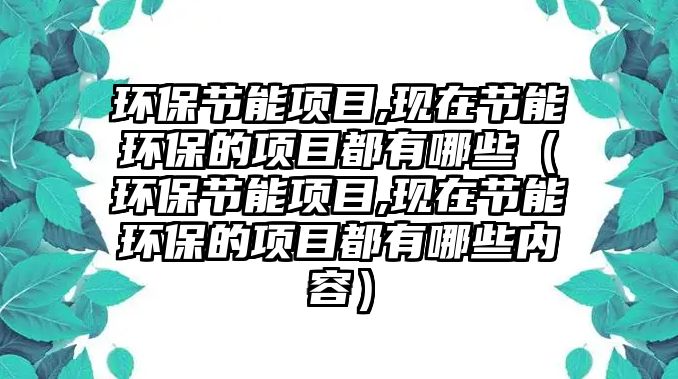 環(huán)保節(jié)能項(xiàng)目,現(xiàn)在節(jié)能環(huán)保的項(xiàng)目都有哪些（環(huán)保節(jié)能項(xiàng)目,現(xiàn)在節(jié)能環(huán)保的項(xiàng)目都有哪些內(nèi)容）