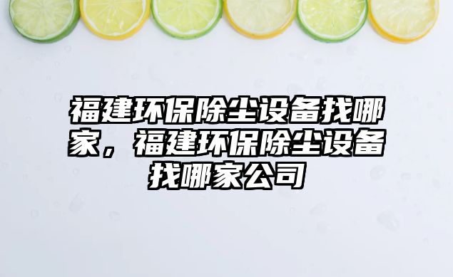 福建環(huán)保除塵設(shè)備找哪家，福建環(huán)保除塵設(shè)備找哪家公司