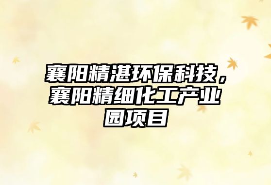 襄陽精湛環(huán)?？萍?，襄陽精細(xì)化工產(chǎn)業(yè)園項(xiàng)目