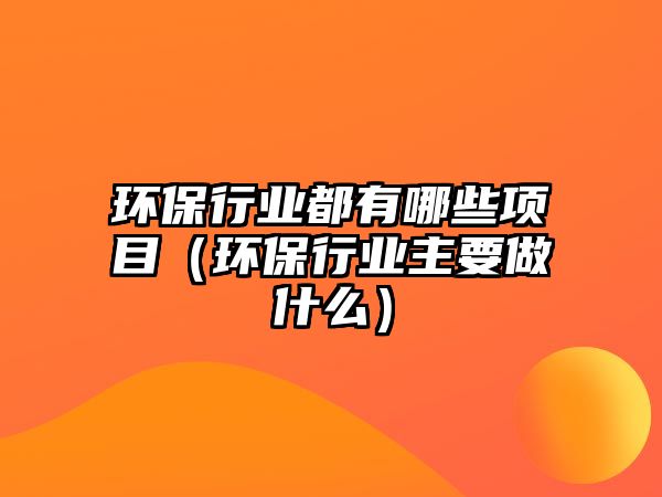環(huán)保行業(yè)都有哪些項目（環(huán)保行業(yè)主要做什么）