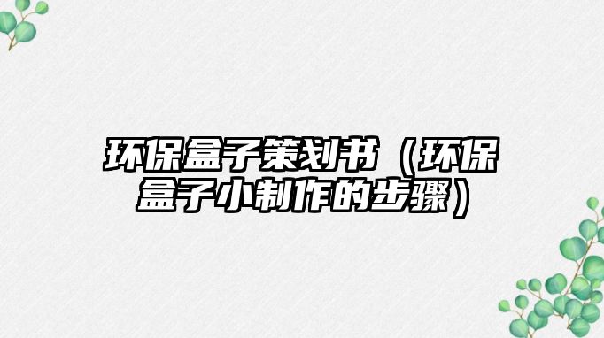 環(huán)保盒子策劃書(shū)（環(huán)保盒子小制作的步驟）