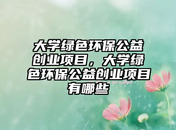 大學綠色環(huán)保公益創(chuàng)業(yè)項目，大學綠色環(huán)保公益創(chuàng)業(yè)項目有哪些