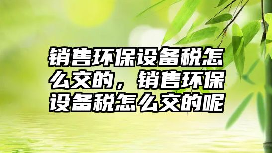 銷售環(huán)保設備稅怎么交的，銷售環(huán)保設備稅怎么交的呢