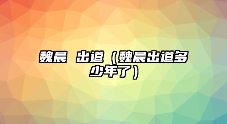 魏晨 出道（魏晨出道多少年了）