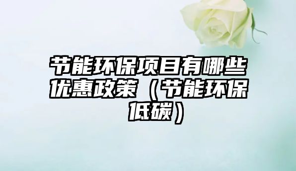 節(jié)能環(huán)保項目有哪些優(yōu)惠政策（節(jié)能環(huán)保 低碳）