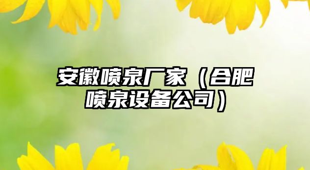 安徽噴泉廠家（合肥噴泉設(shè)備公司）