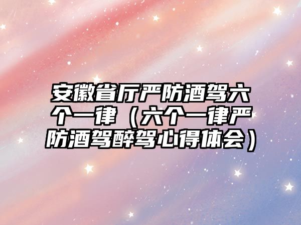 安徽省廳嚴(yán)防酒駕六個(gè)一律（六個(gè)一律嚴(yán)防酒駕醉駕心得體會(huì)）