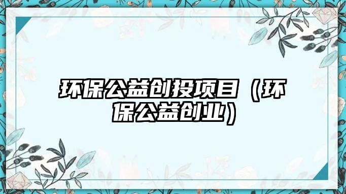 環(huán)保公益創(chuàng)投項目（環(huán)保公益創(chuàng)業(yè)）