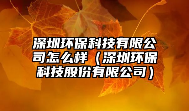 深圳環(huán)?？萍加邢薰驹趺礃樱ㄉ钲诃h(huán)保科技股份有限公司）