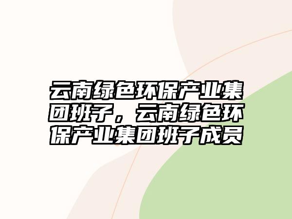 云南綠色環(huán)保產(chǎn)業(yè)集團(tuán)班子，云南綠色環(huán)保產(chǎn)業(yè)集團(tuán)班子成員