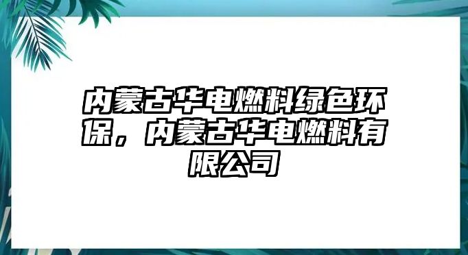 內(nèi)蒙古華電燃料綠色環(huán)保，內(nèi)蒙古華電燃料有限公司