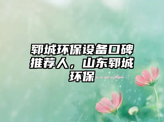 鄆城環(huán)保設(shè)備口碑推薦人，山東鄆城環(huán)保