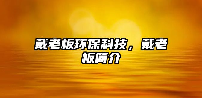 戴老板環(huán)?？萍?，戴老板簡(jiǎn)介