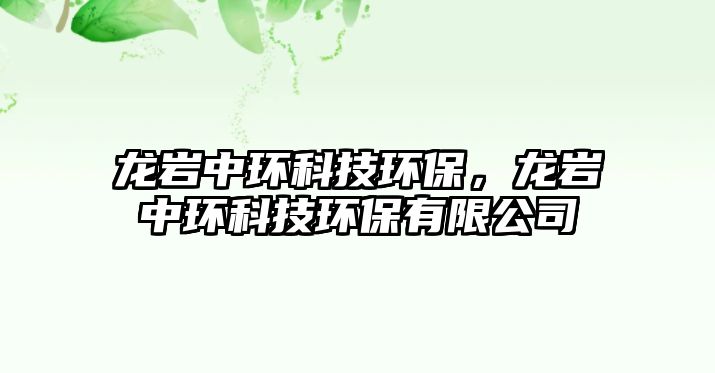 龍巖中環(huán)科技環(huán)保，龍巖中環(huán)科技環(huán)保有限公司