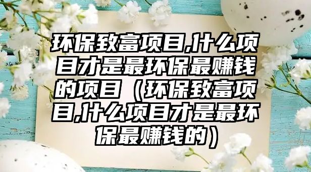 環(huán)保致富項(xiàng)目,什么項(xiàng)目才是最環(huán)保最賺錢(qián)的項(xiàng)目（環(huán)保致富項(xiàng)目,什么項(xiàng)目才是最環(huán)保最賺錢(qián)的）
