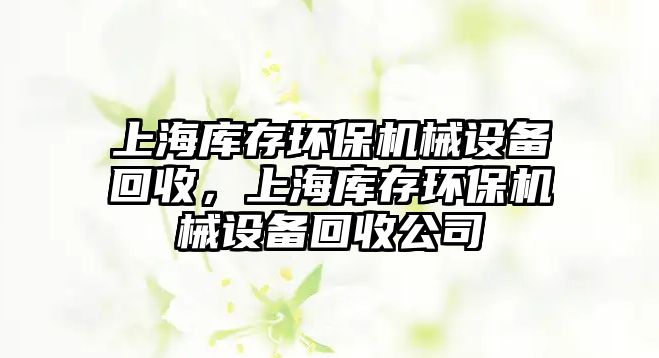 上海庫存環(huán)保機(jī)械設(shè)備回收，上海庫存環(huán)保機(jī)械設(shè)備回收公司