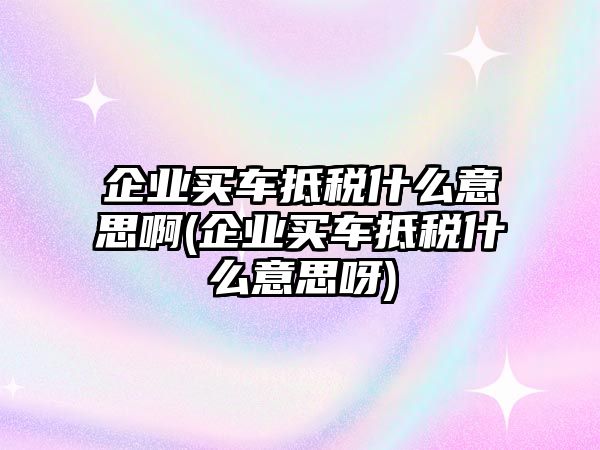 企業(yè)買車抵稅什么意思啊(企業(yè)買車抵稅什么意思呀)