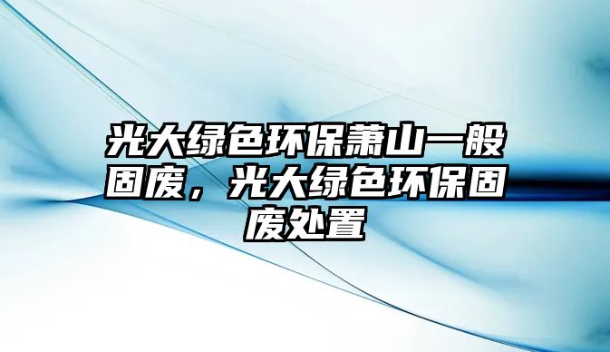 光大綠色環(huán)保蕭山一般固廢，光大綠色環(huán)保固廢處置
