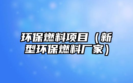 環(huán)保燃料項(xiàng)目（新型環(huán)保燃料廠家）