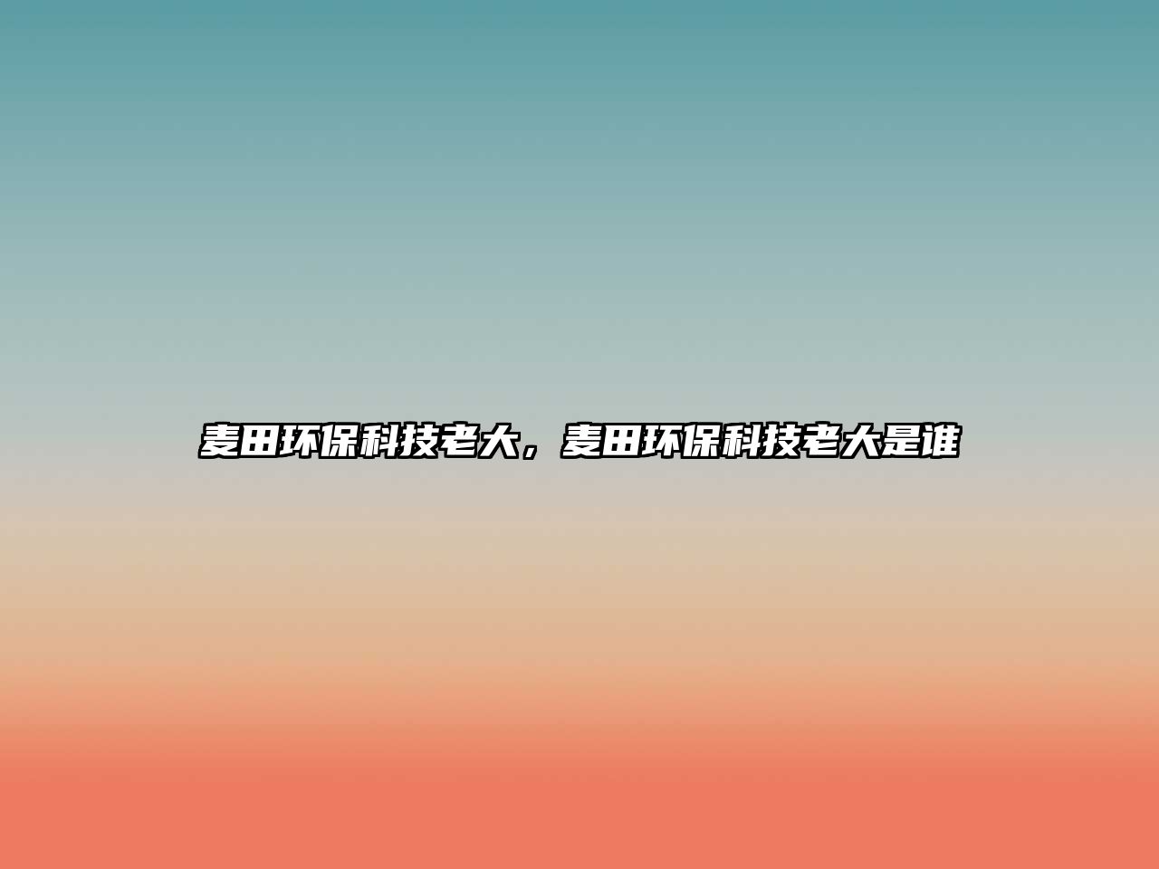 麥田環(huán)?？萍祭洗?，麥田環(huán)保科技老大是誰