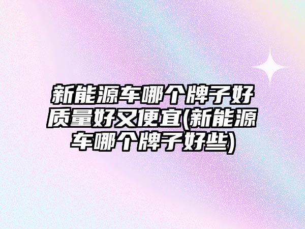 新能源車哪個牌子好質(zhì)量好又便宜(新能源車哪個牌子好些)