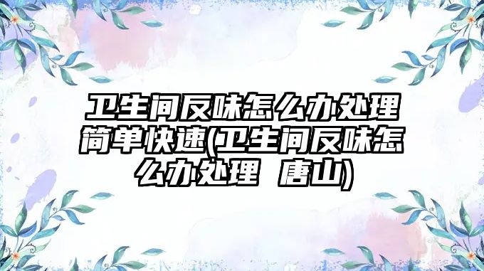 衛(wèi)生間反味怎么辦處理簡(jiǎn)單快速(衛(wèi)生間反味怎么辦處理 唐山)