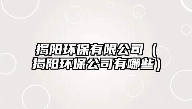 揭陽環(huán)保有限公司（揭陽環(huán)保公司有哪些）