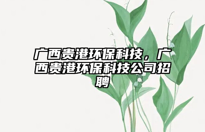 廣西貴港環(huán)?？萍?，廣西貴港環(huán)保科技公司招聘