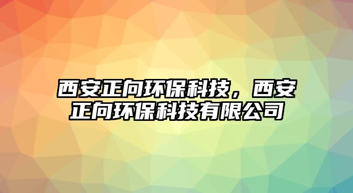 西安正向環(huán)?？萍?，西安正向環(huán)保科技有限公司