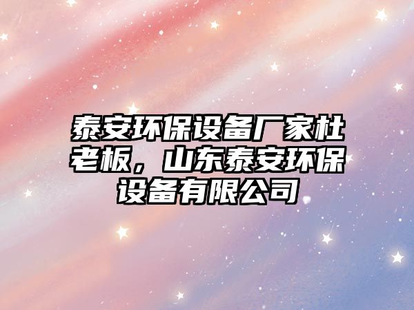 泰安環(huán)保設(shè)備廠家杜老板，山東泰安環(huán)保設(shè)備有限公司