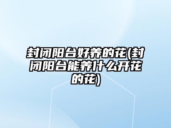 封閉陽(yáng)臺(tái)好養(yǎng)的花(封閉陽(yáng)臺(tái)能養(yǎng)什么開(kāi)花的花)