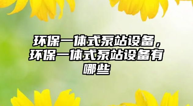 環(huán)保一體式泵站設(shè)備，環(huán)保一體式泵站設(shè)備有哪些