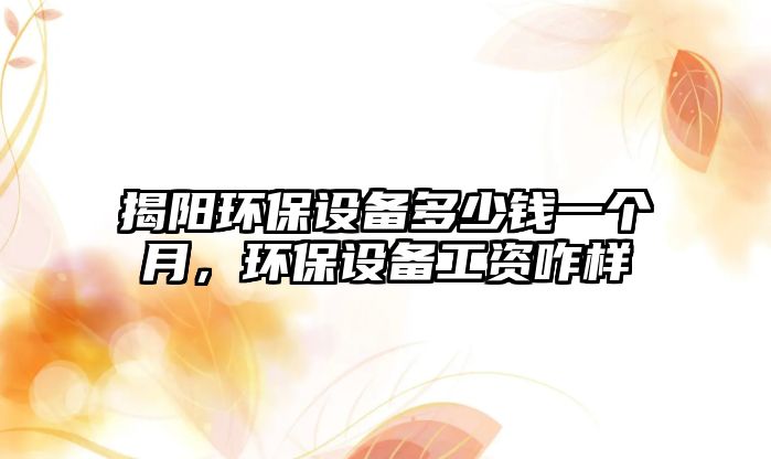揭陽環(huán)保設(shè)備多少錢一個月，環(huán)保設(shè)備工資咋樣